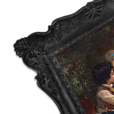 Black 4x6 / 5x7 Victorian ornate vintage picture frame with antique floral detail for wall and tabletop display