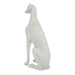White marble dog sculpture on a white background.