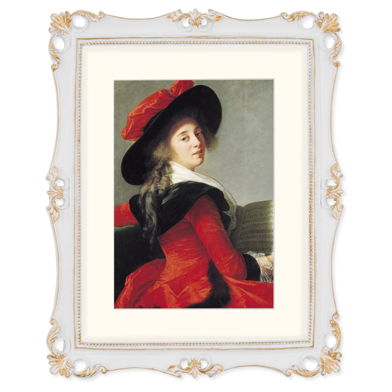 An 11x14-inch picture frame with a mat for an 8x10-inch photo, featuring sculpted edges and decorative accents in a hand-painted antique style finish.