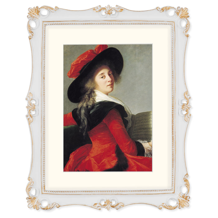 An 11x14-inch picture frame with a mat for an 8x10-inch photo, featuring sculpted edges and decorative accents in a hand-painted antique style finish.