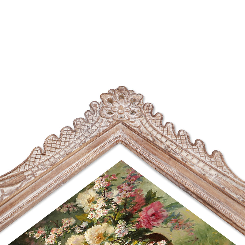 Victorian Picture Frame with Flower & Feather Carvings - 8x10 / 11x14