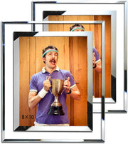 2-pack 8x10 picture frame clear with silver borders for wall and tabletop