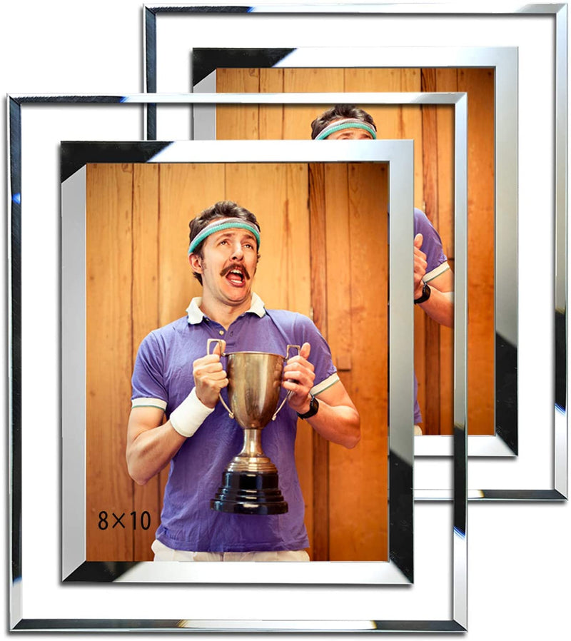 2-pack 8x10 picture frame clear with silver borders for wall and tabletop