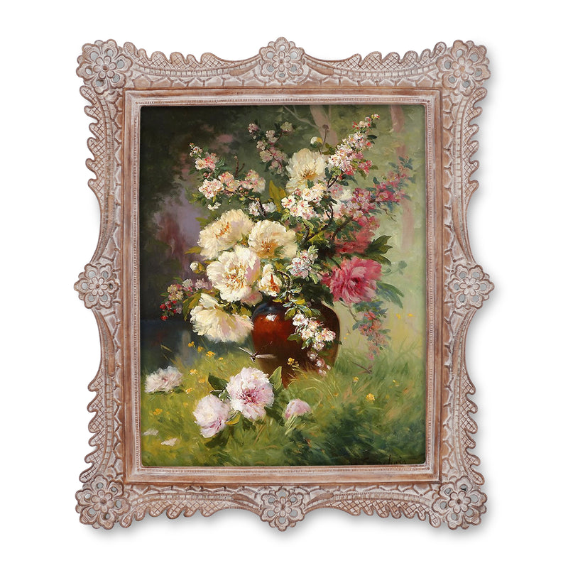Victorian Picture Frame with Flower & Feather Carvings - 8x10 / 11x14