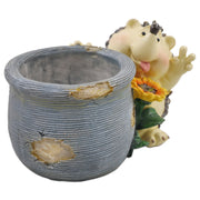 The succulent pot is made of resin which is sturdy and has an adorable hedgehog design. 