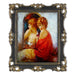 An ornate vintage-inspired picture frame with black edges and gold accents, designed for an 8x10-inch picture, featuring a decorative painting of a woman inside.