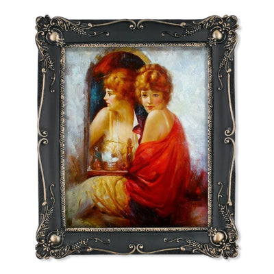 Black 8x10 baroque rustic vintage picture frame with ornate floral carvings, alternate view showing frame detail
