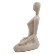 This yoga sculpture has a neat stone-looking with beige color and smooth texture. It can fit any home office decor style. 