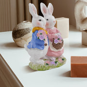 Couple rabbit sculpture for hme garden decor