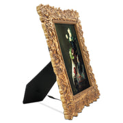 8x10 antique gold picture frame with hand-carved rose flower border