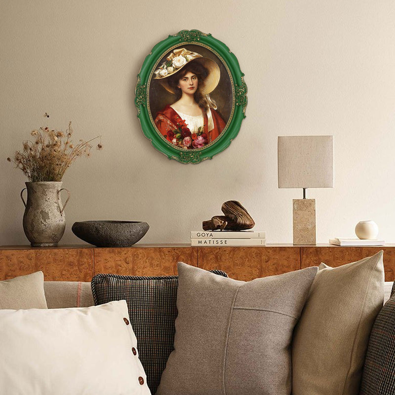 Oval Picture Frames with Roses Carvings for Wall and Tabletop, Vintage Home Decor