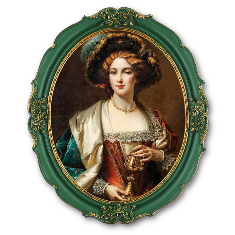Vintage Picture Frame 8x10 / 11x14 Victorian oval vintage picture frame with antique floral detail displayed in home décor setting