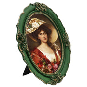 Vintage Picture Frame 8x10 / 11x14 Victorian oval vintage picture frame with antique floral detail displayed in home décor setting