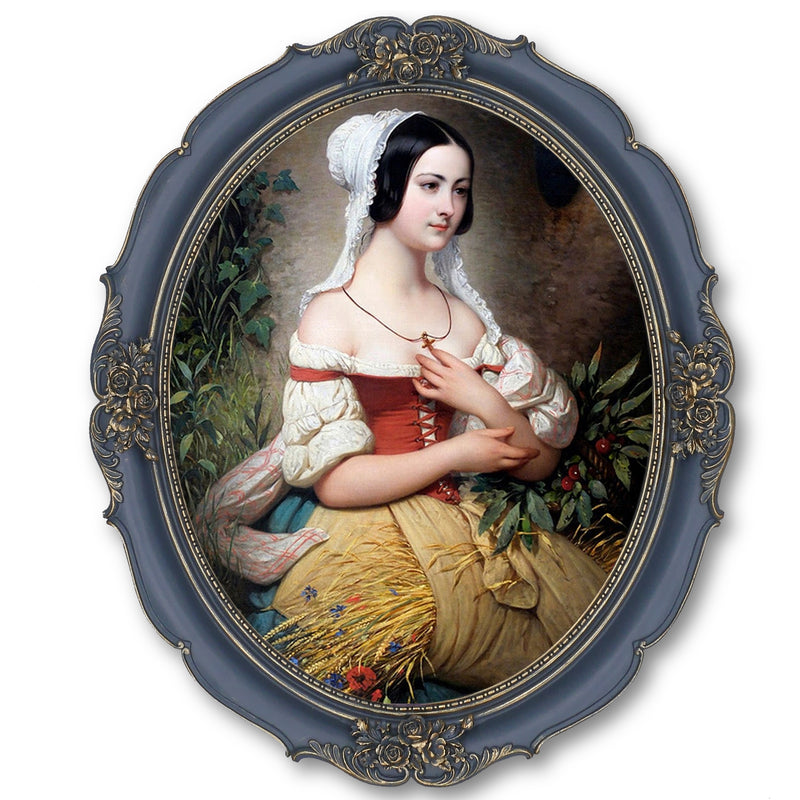 Vintage Picture Frame 8x10 / 11x14 Victorian oval vintage picture frame with antique floral detail displayed in home décor setting
