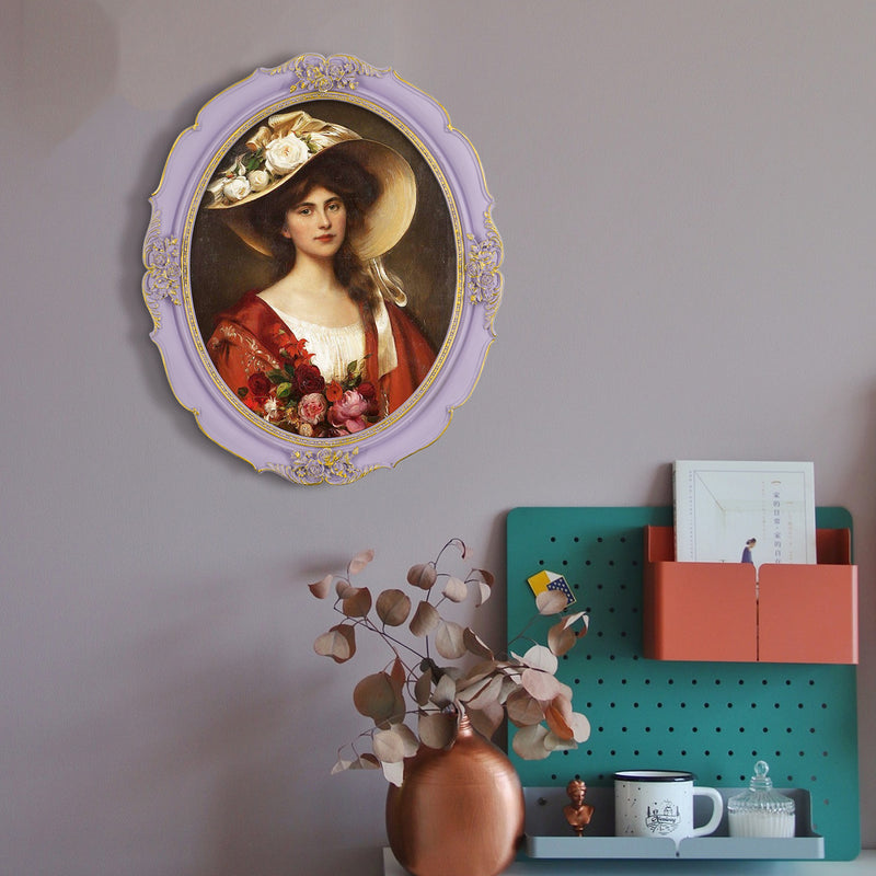 Oval Picture Frames with Roses Carvings for Wall and Tabletop, Vintage Home Decor