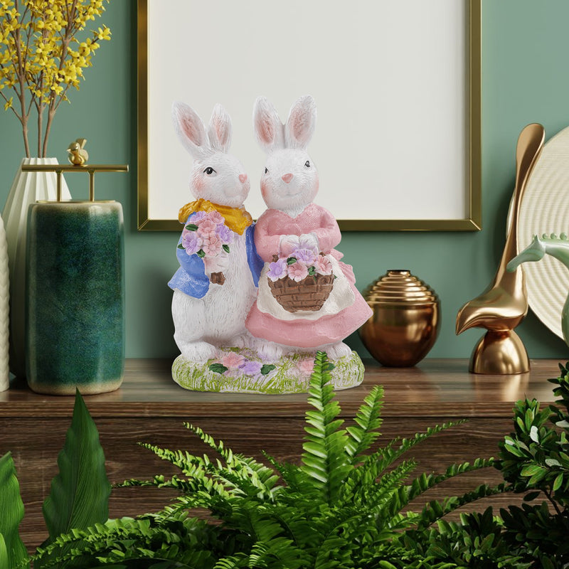Couple rabbit sculpture for hme garden decor