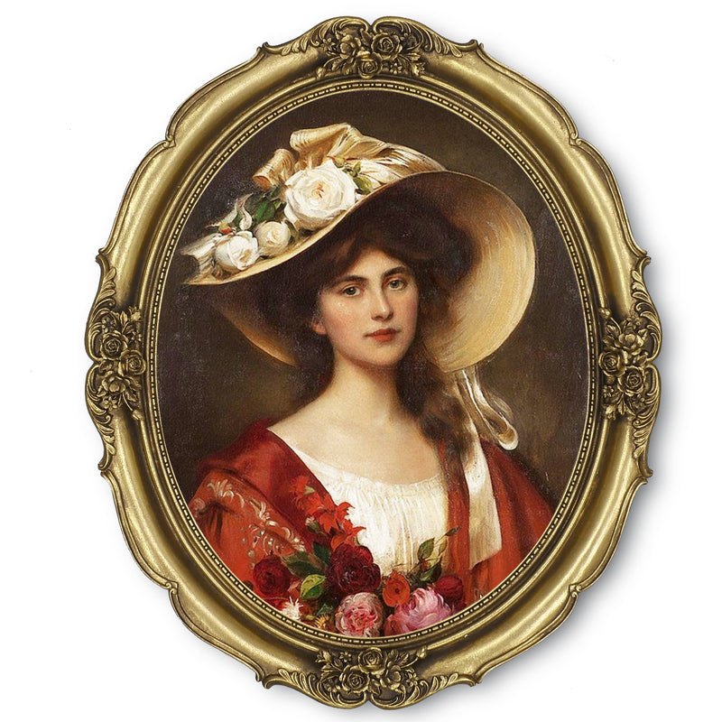 8x10 / 11x14 Victorian oval vintage picture frame with antique floral detail displayed in home décor setting