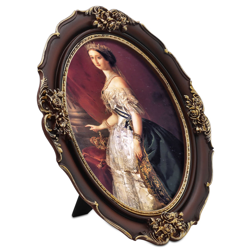 Vintage Picture Frame 8x10 / 11x14 Victorian oval vintage picture frame with antique floral detail displayed in home décor setting