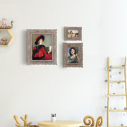 Wooden 8x10 / 5x7 vintage picture frame with seashell and floral carved border displayed in home décor setting
