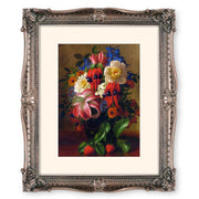 Antique bronze 8x10 picture frame with ornate baroque floral resin border, front view on white background