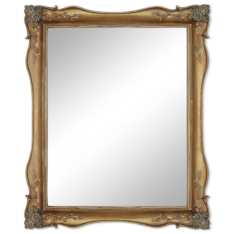 Wall Mirror with Floral Carving for Living Room Hallway, Vintage Home Decor, Wedding Anniversary Gifts