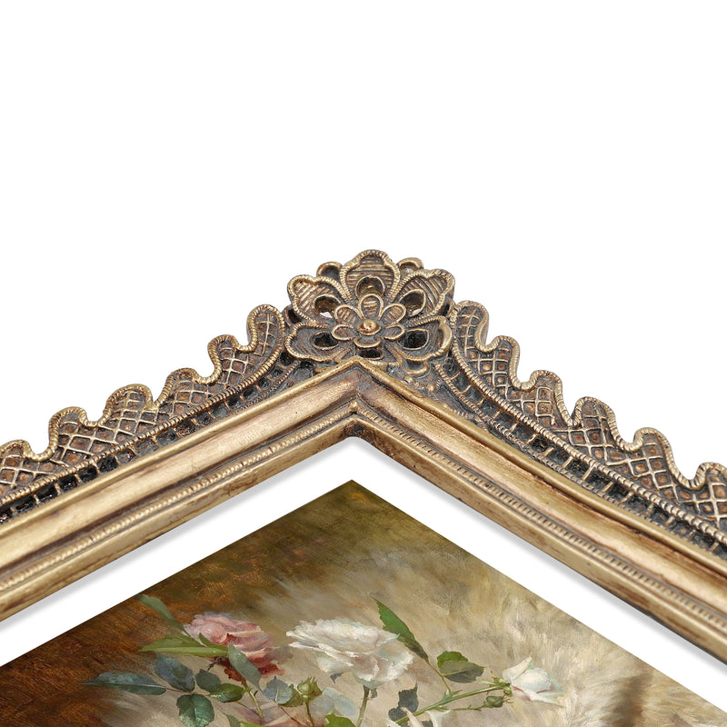 Victorian Picture Frame with Flower & Feather Carvings - 8x10 / 11x14