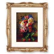 Gold 8x10 antique picture frame with ornate baroque floral resin border, front view on white background