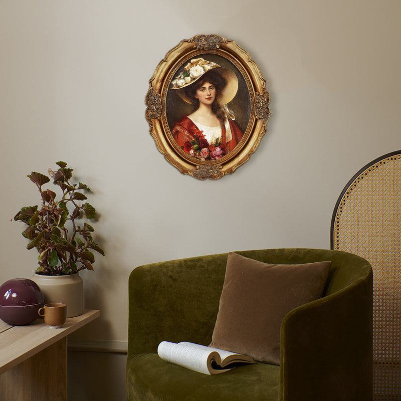 Oval Picture Frames with Roses Carvings for Wall and Tabletop, Vintage Home Decor