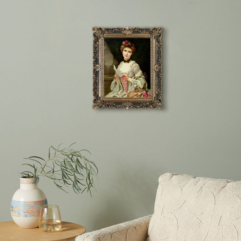 Picture Frame w/ Seashell & Floral Carvings Edging, Vintage Inspired Home Decor