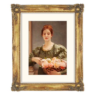 Gold 11x14 baroque-style vintage resin picture frame with floral carvings displayed in home décor setting
