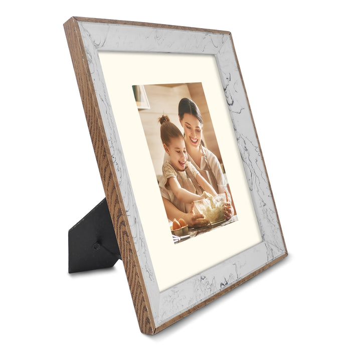 Modern Picture Frames for Wall and Tabletop Wood Frame with Marble Accents