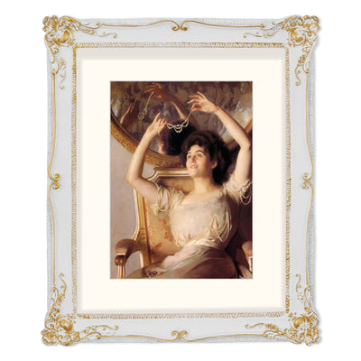 Gold 11x14 baroque-style vintage resin picture frame with floral carvings, alternate view showing frame detail
